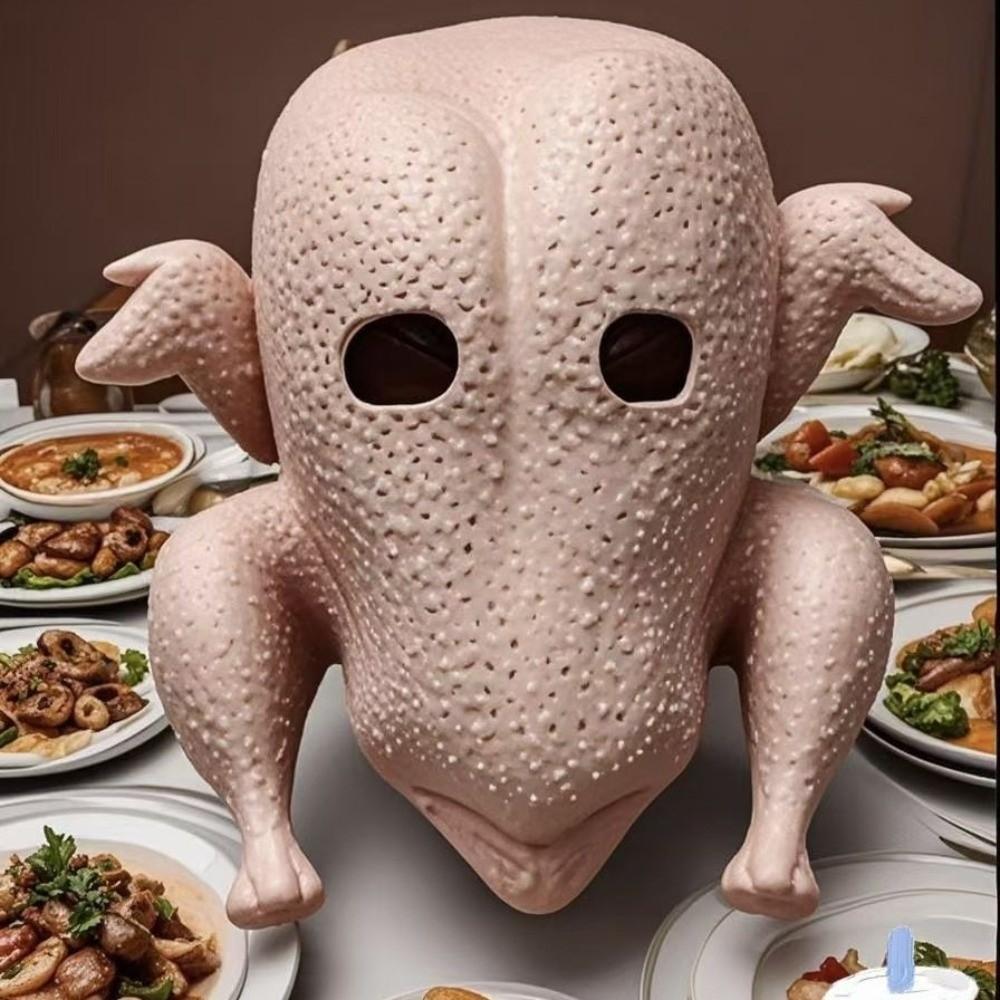 Realistic Turkey Chicken Latex Mask Funny Chicken Headgear Animal Latex Headgear Halloween