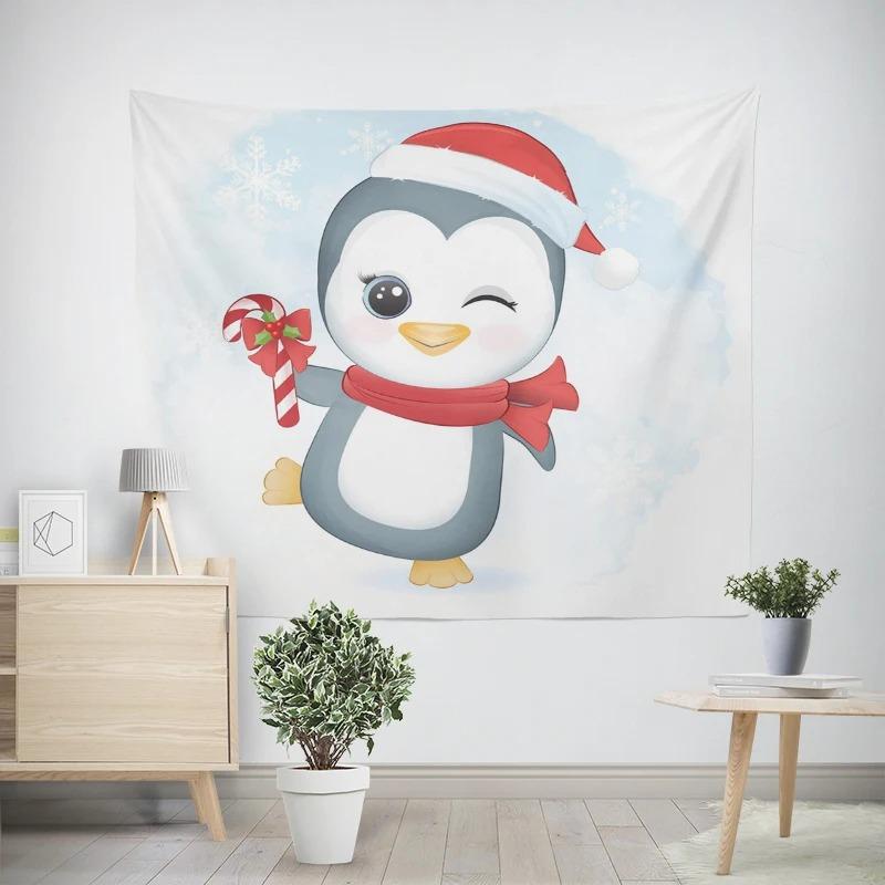 Рождественский Новый год Пингвин Сова Узор Гостиная Спальня Декоративный Гобелен