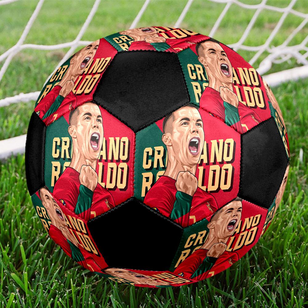 Футбольный мяч Cristiano Ronaldo, размер 5, машинная сшивка, ПВХ, прочный и с высоким отскоком, подходит для всех возрастов, фанатская атрибутика, для матчей и использования на улице.