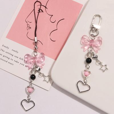 Гот Y2K Телефон Очарование Лук Сердце Звезда Брелок Подвеска Брелок Сумка Телефонная Цепочка