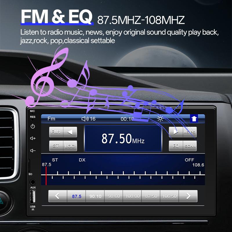 Автомагнитола Hippcron 2Din CarPlay Android Auto 7-дюймовый сенсорный экран Мультимедийный стерео для автомобиля MP5 Плеер с FM AUX BT U-диск TF