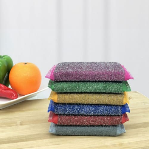 Burnt-on dishwashing sponge, stainless steel polishing sponge, rust remover, sink sponge, 4 pieces, random colors