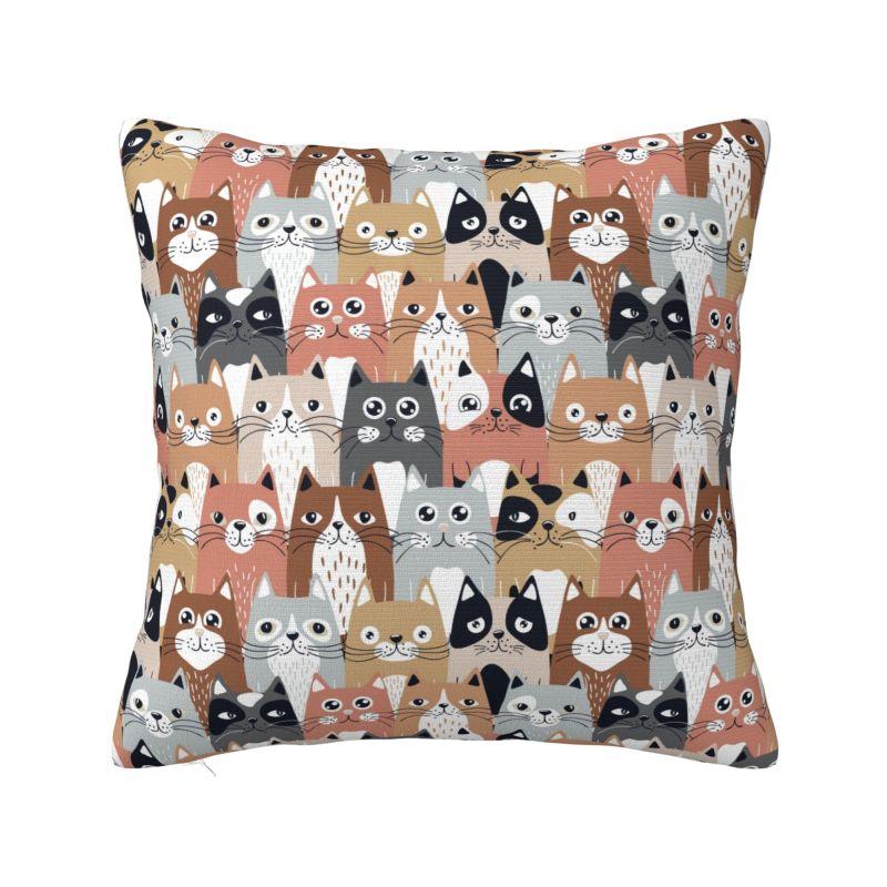 Colorful Cartoon Kitten Cat Throw Pillow Case Home Decorative Luxury Cushions Cover For Sofa Car Square Polyester Pillowcase