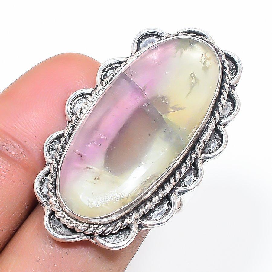 Fluorite Gemstone 925 Sterling Silver Jewelry Ring Size 7