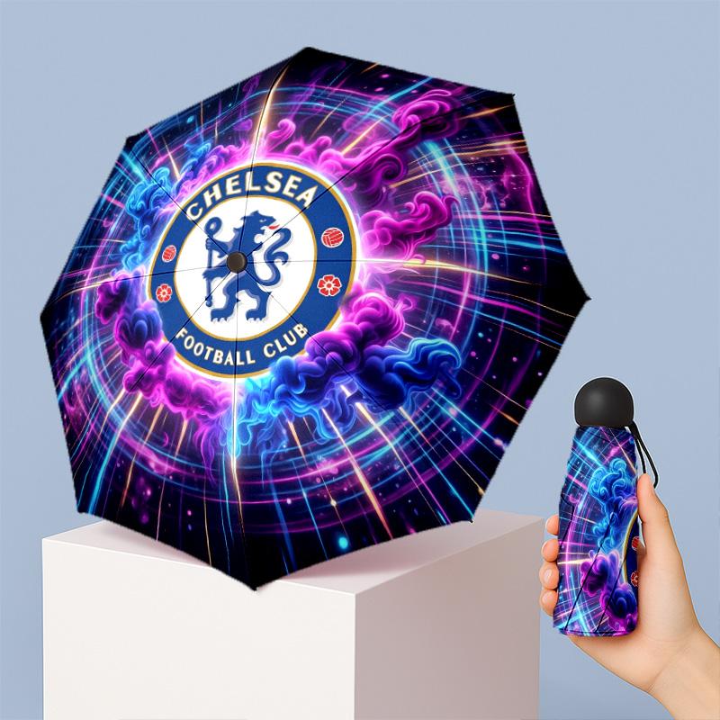 Chelsea FC Узор Печатный Мини 5 Сложений 8 Спиц Компактный Зонт Ветрозащитный Водонепроницаемый Легкий Портативный Складной