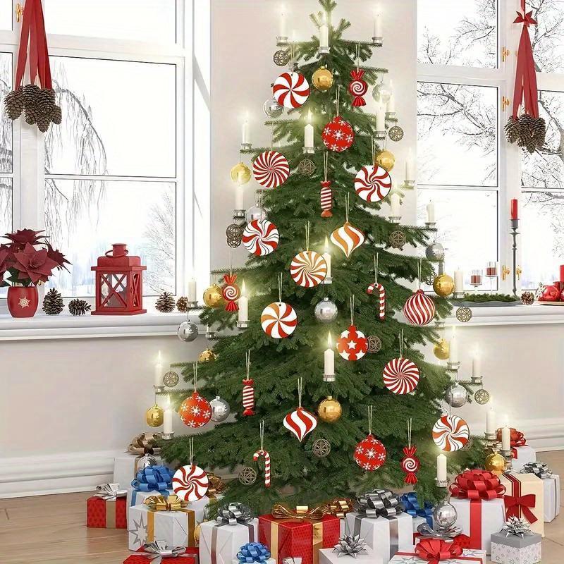 24 шт. Деревянные украшения в виде леденцов - Идеально для рождественской елки, праздничного дома и украшения для вечеринки