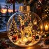 Year Round Home Accent Lighted Clear Christmas Ball Ornaments, Cute Santa Claus/Tree/Snowman/Angel Figure Inside Portable Light Decor The Xmas Hanging