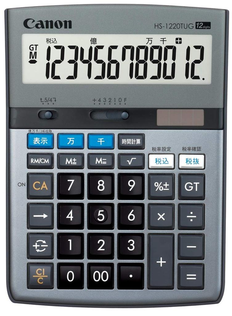 Canon Calculator 12 Digits Desktop Size Time Calculation Tensile Units Function Gray HS-1220TUG