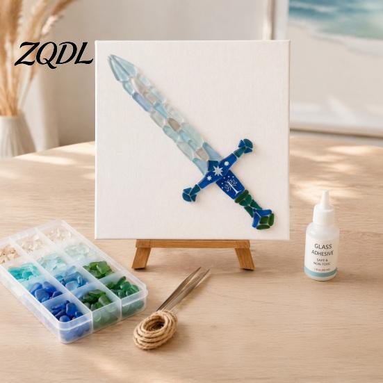 Handmade Decorative Ornaments DIY Mosaic Art Kit, Fantasy Circular Door Tile Craft Thoughtful Holiday Gift Sets Sea Glass Kit for Adults Beginners,