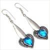 Swiss Blue Quartz Gemstone Handmade Silver Jewelry Earrings 1.5''