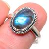 Natural Labradorite Gemstone Handmade 925 Solid Sterling Silver Ring Size 9 Z1q13