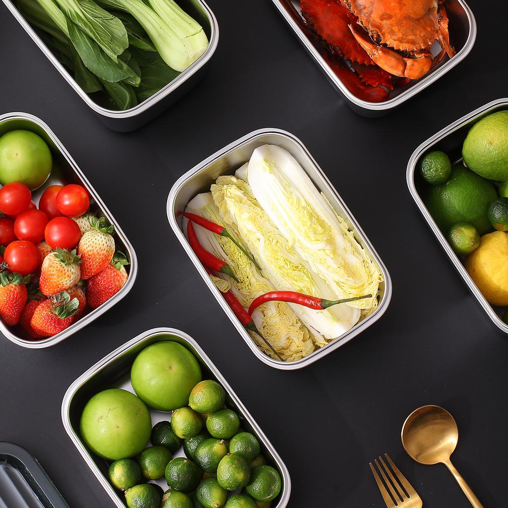 304 Stainless Steel Vacuum Fresh-keeping Box Heatable Bento Lunch Box Refrigerator Sealed Food Container With Lid