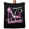 75th Birthday Design. 75 & Fabulous Ladya??s Throw Blanket Cozy Light Blanket for Travel Camping Picnic
