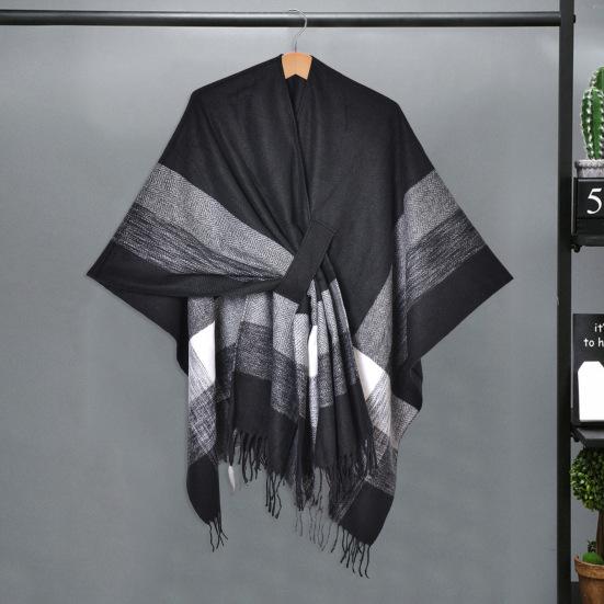 Шаль шарф с цветным полосатым принтом имитация кашемира накидка вечерняя одежда свадьба теплый зимний шарф