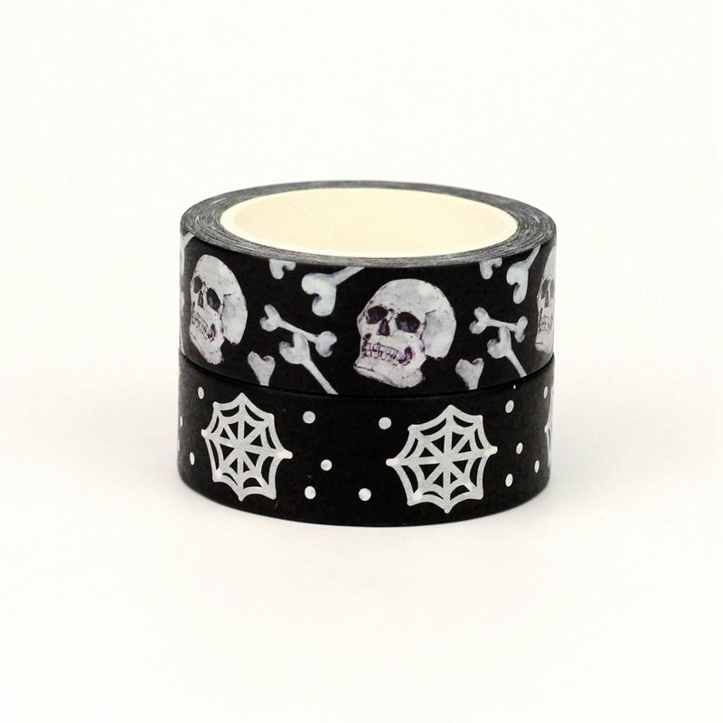 2025 NEW 1PC 10M Decor Skull Spiderweb Pumpkin Halloween Washi Tape Set for Scrapbooking Masking Tape Cute Jounaling Stationery