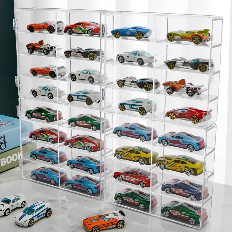 Акриловая витрина для автомобилей 1:64 Для модели автомобиля Hot Wheels Игрушка 8-ячеечная стойка-шкаф Пыленепроницаемые штабелируемые коробки для хранения автомобилей Прозрачные