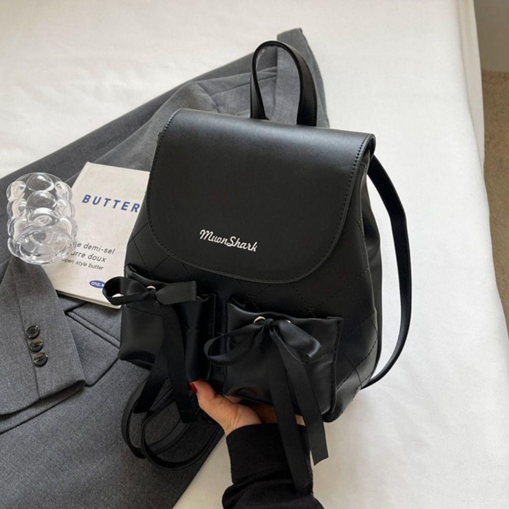 Рюкзак с бантом в корейском стиле, двойной бант Y2k, школьный рюкзак, нейлоновый рюкзак на шнурке, для улицы