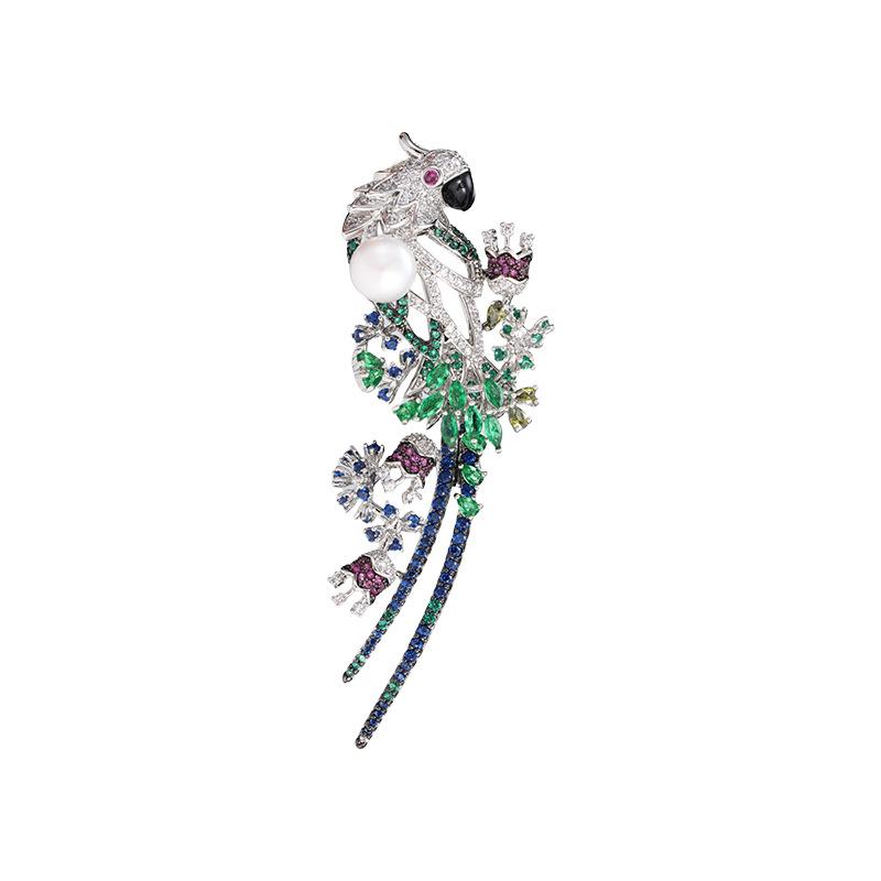 Нишевый темперамент натуральный пресноводный жемчуг брошь в виде попугая украшения для одежды ювелирные изделия булавка для костюма вырез эксклюзивные аксессуары