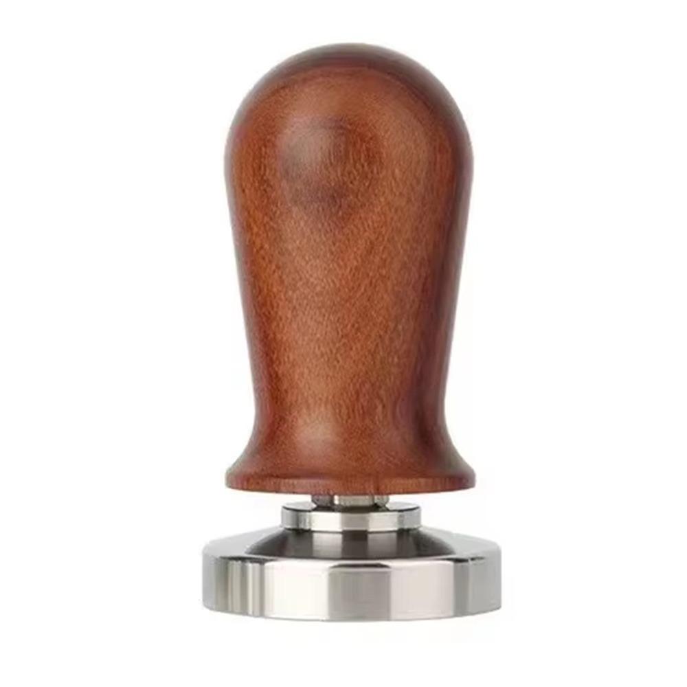 Stainless Steel Base Coffee Tamper 51/53/58mm Flat Bottom Coffee Powder Press Wooden Handle Non-slip Coffee Leveler