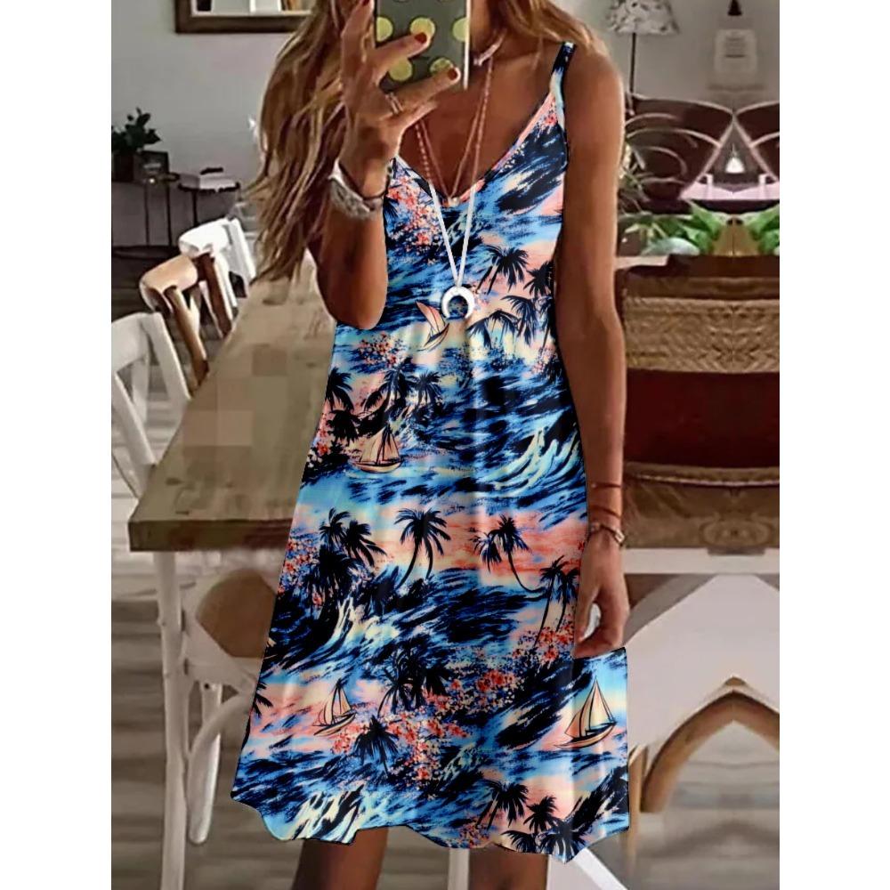 Элегантное женское платье-майка с новым весенне-летним принтом