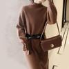 With Coat Split Bottom Sweater Dress Women's Autumn and Winter Semi-turtleneck Knitted Skirt High-end Long Dress