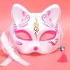 Foxes Mask Japanese Cosplay Rave Hand-Painted Anime Demon Slayer Half Face Cat Masks Masquerade Festival Party Cosplay Props