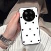 Черный Чехол для Телефона с Рисунком Сердечек для HONOR X9c, Акриловая Задняя Панель, ТПУ Бампер, Ударопрочный Защитный Чехол, Минималистичный Корейский Стиль