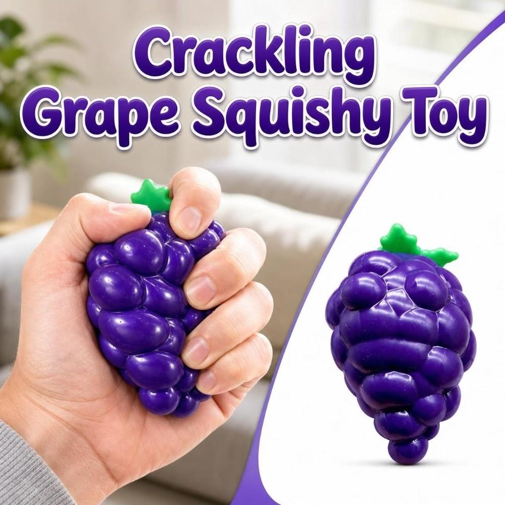 Crunchy Crackling Grape Squishy Toy Soft TPR Fidget Toy Creative Grape Stress Ball  Office Desk Toy