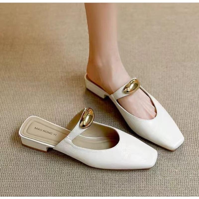 Модные Новые Популярные Летние Женские Мюли Шлепанцы с Закрытым Носком Элегантные Платье Слипоны Слайды Обувь Удобная Женская Обувь Zapatos Mujer