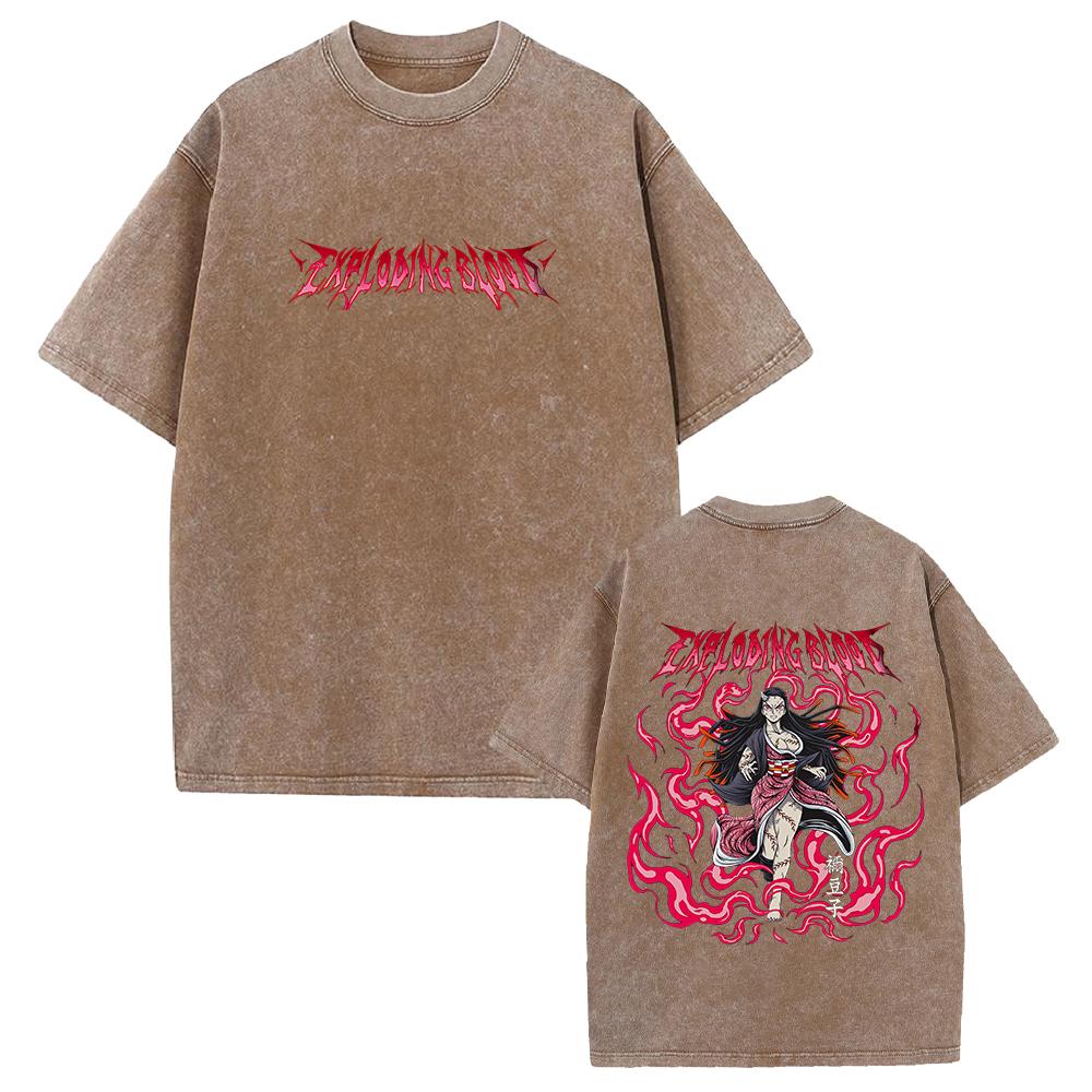 Мужская графическая футболка Nezuko Demon Slayer Одежда Аниме Короткий рукав Футболки Y2k Стирка Хлопок Свободная футболка