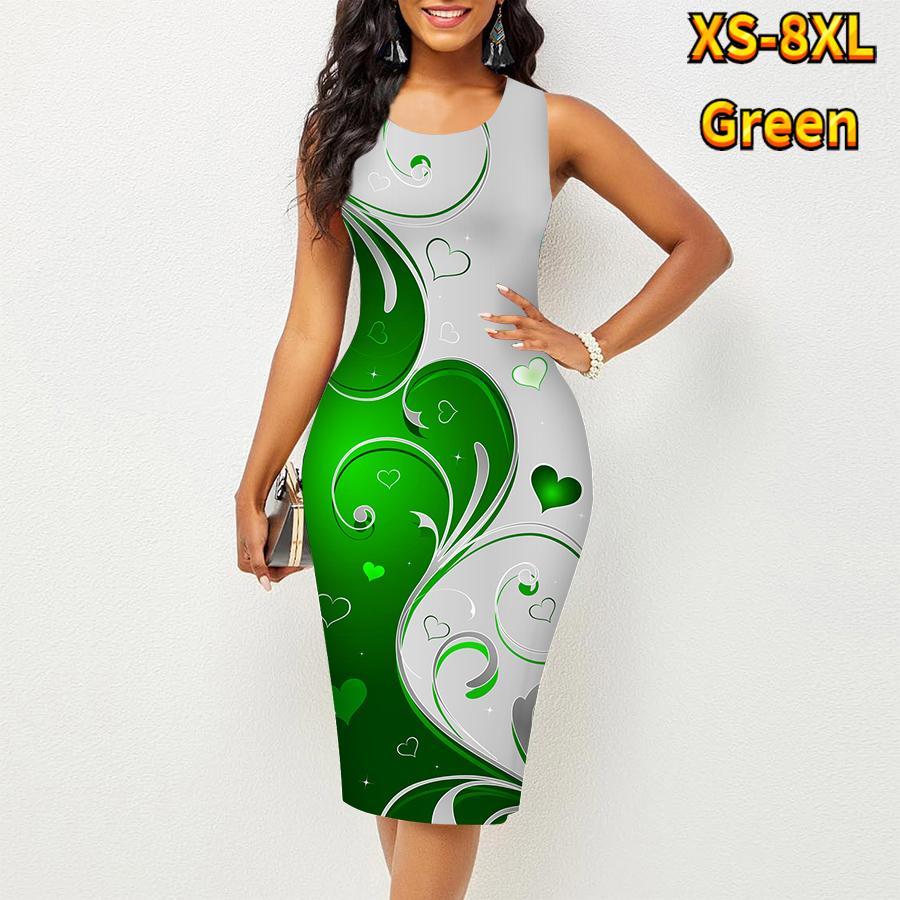 Женское платье Sling Summer Splicing Hearts Together Print Dresses Tight без рукавов Slim Fit Sexy Fashion Top Clothing