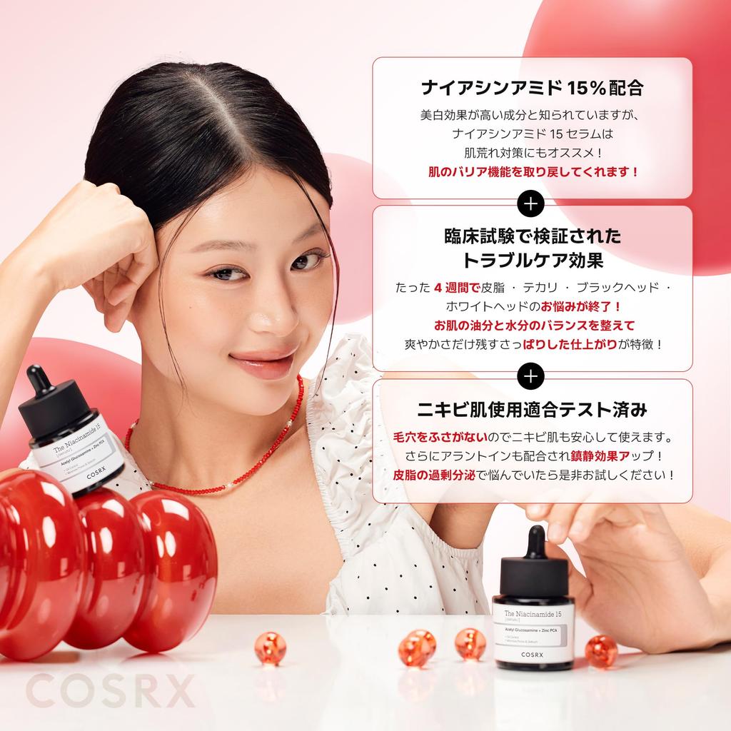 COSRX Сыворотка с ниацинамидом Niacinamide 15 Сыворотка с ниацинамидом Самое высокое содержание ниацинамида в своей линейке Problem Sensitive Basic Корейская косметика Сыворотка, 20 мл, 15%