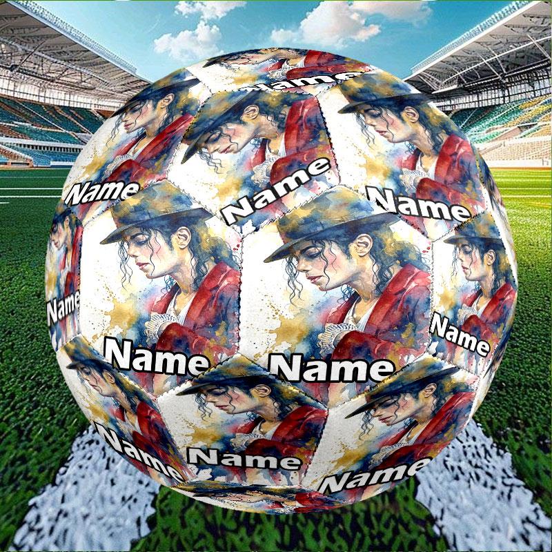 Custom Name Personalized Michael Jackson Print Size 5 Soccer Ball Training & Match Football, for Team, Kicking, Gift for Football Enthusiasts