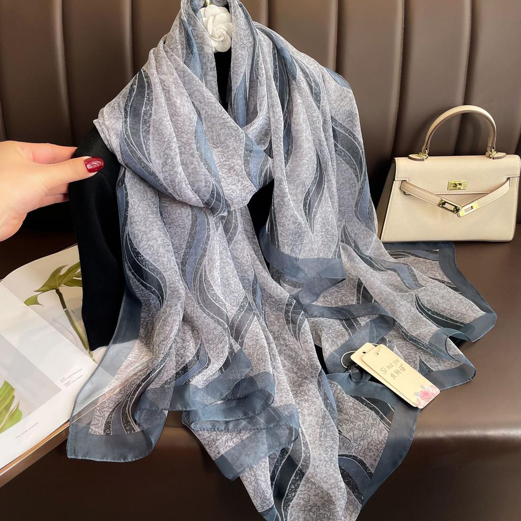 Silk scarf women's new beach silk scarf sunscreen large shawl yarn Sanya seaside shawl scarf summer