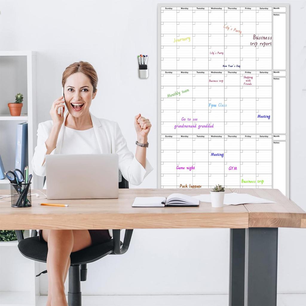Undated 3 Month Erase Wall Calendar – Reusable Planning Board For Home 1ml