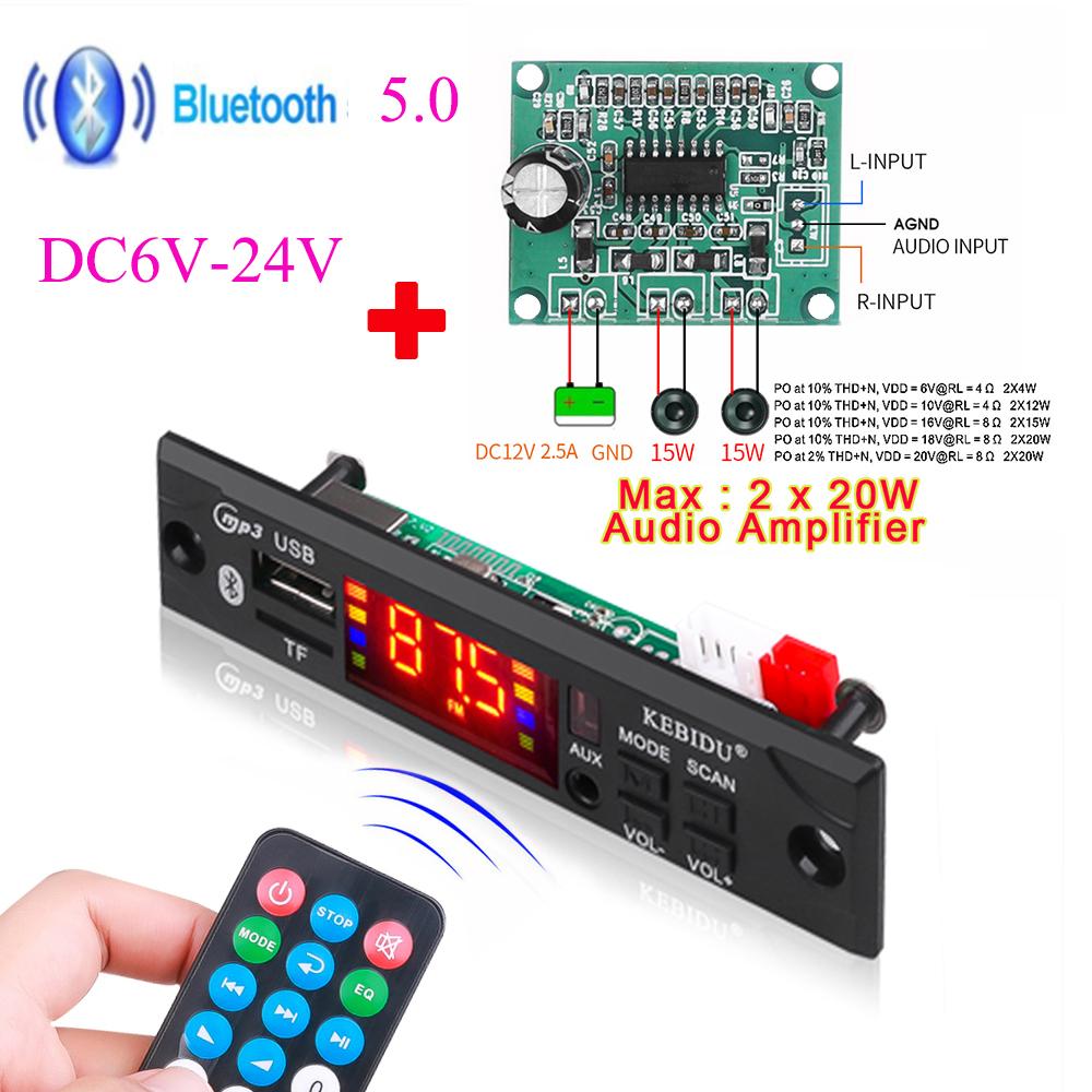 6-24 В Bluetooth MP3 декодер плата плеер MP3 радио автомобильный FM Bluetooth 5.0 динамик модуль аудио декодер плата цветной дисплей