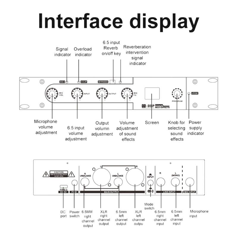 Караоке-микшер DSP99 с 99 цифровыми эффектами реверберации BT5.0 Независимое управление для музыки и микрофона