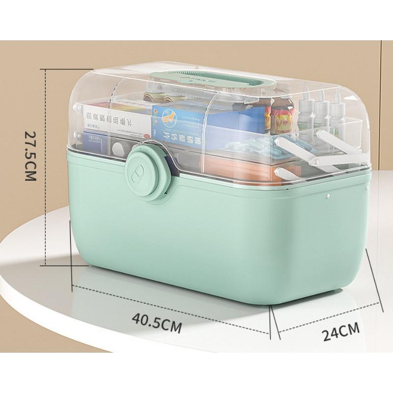 Family Size Portable Medicine Storage Box with Large Capacity and Multi-layer Compartment Adjustable Compartment and Secure Lock
