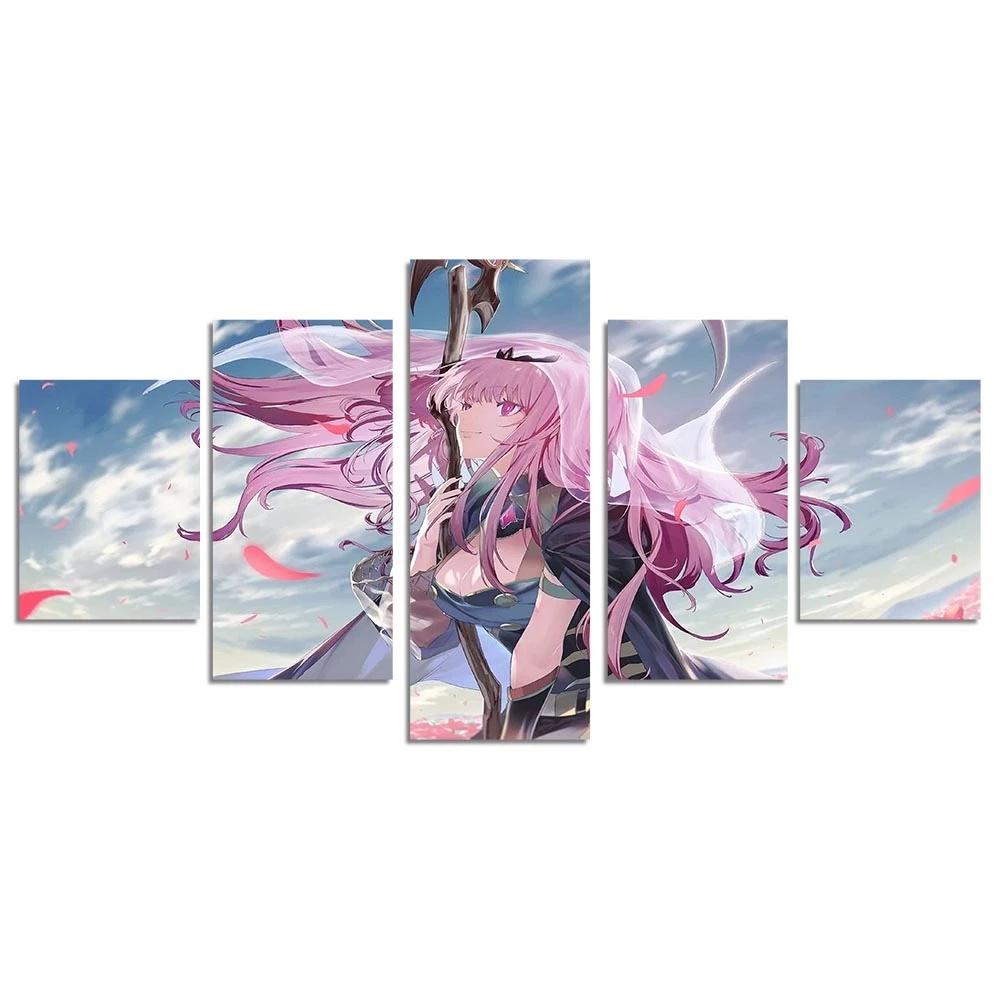 5 Pieces Anime Girl Frame Posters Hololive Mori Calliope Picture Home Decor Corridor Modular Canvas Painting Wall Art HD Prints