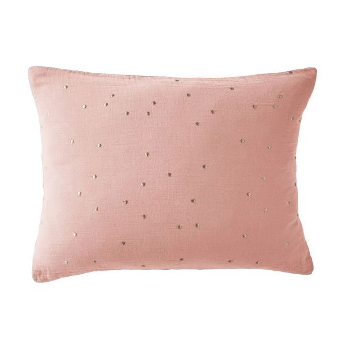 Golden Polka Dot Decorative Pillowcase "Gaïa Chic" 60 X 60 Cm &; 50 X 70 Cm "Cotton Gauze" - Gaïa Chic Peach Pink - 50 X 70 Cm