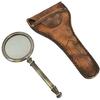 Лупа из цельной латуни в античном стиле с кожаным футляром