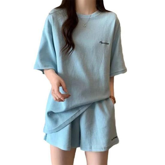 Women's Casual Two-Piece Shorts Set Loose Short Sleeve T-shirts Elastic Waist Shorts Sets with Pockets Summer Lounge Outfit