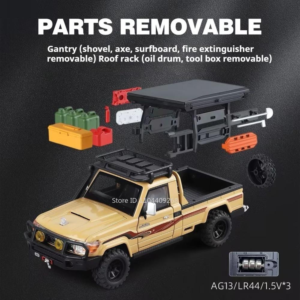 1:32 Land Cruiser Lc79 Классическая Модель Автомобиля Игрушка Съемные Компоненты Фары Включены Внедорожник Настольное Украшение Коллекция