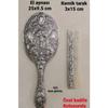 , 925 Sterling Silver Large Size Hand Mirror And Bone Comb