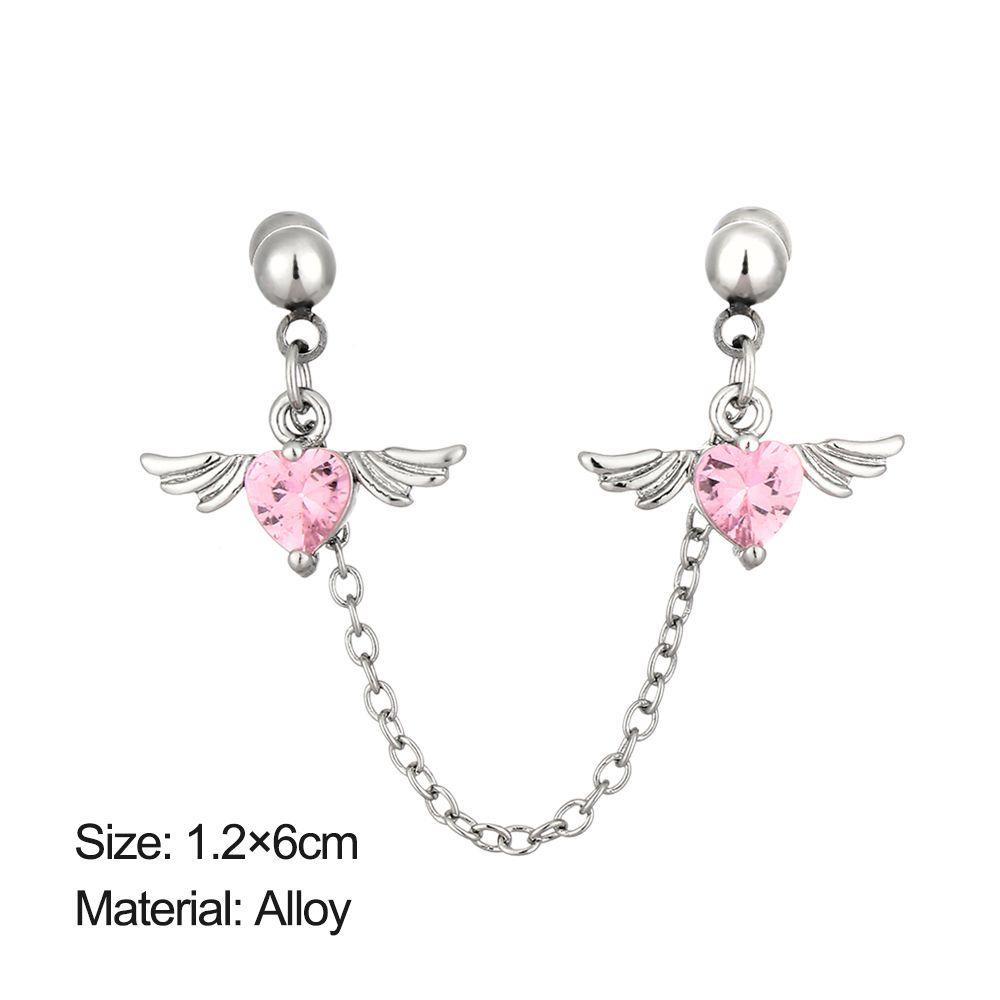 Women Girls 1.2mm Cartilage Earring Studs Helix Piercing Earring Angel Wings Heart Double Lobe