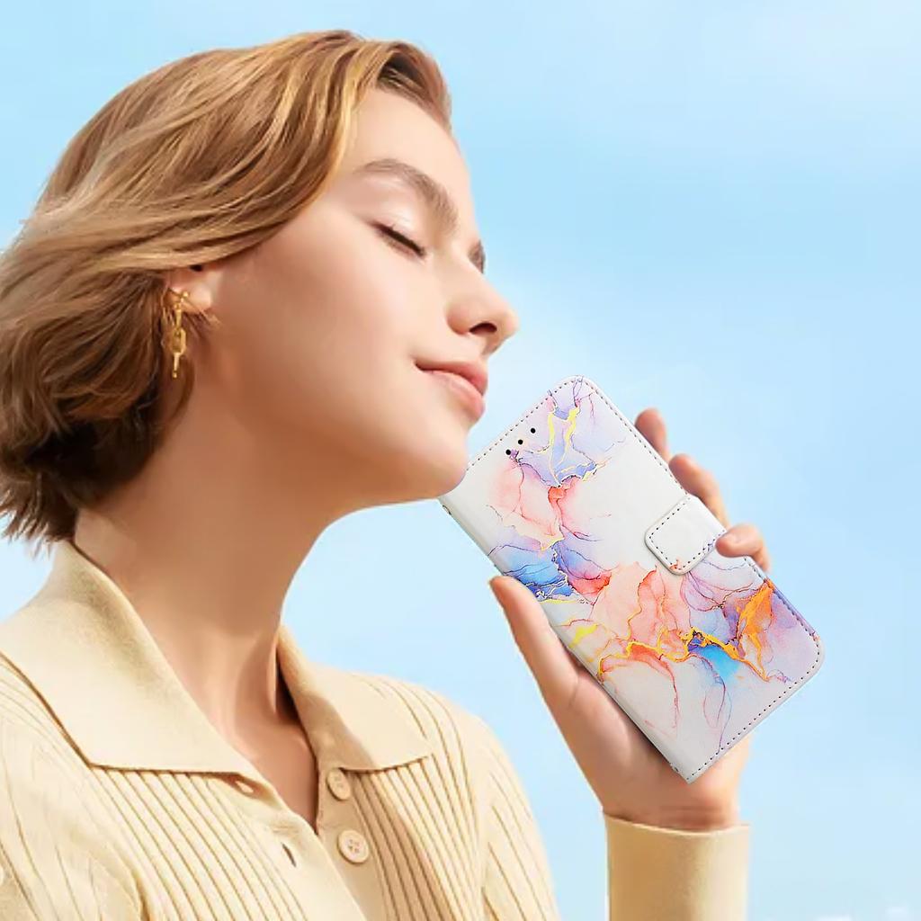 Iridescent Flowing-Watercolor Pattern PU Leather Magnetic Shockproof Case for iPhone,Samsung,Huawei,Xiaomi,vivo,Oppo,Moto,Tecno,TCL,Infinix,itel.More