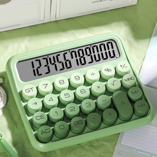 12-значный калькулятор с очень большим ЖК-экраном Большие кнопки Эргономичный дизайн Чистый звук Градиент цвета Механический переключатель Калькулятор