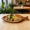Natural Wooden Fish Dish Handmade Solid Wood Tray Tableware Bread Tray  Holiday Party