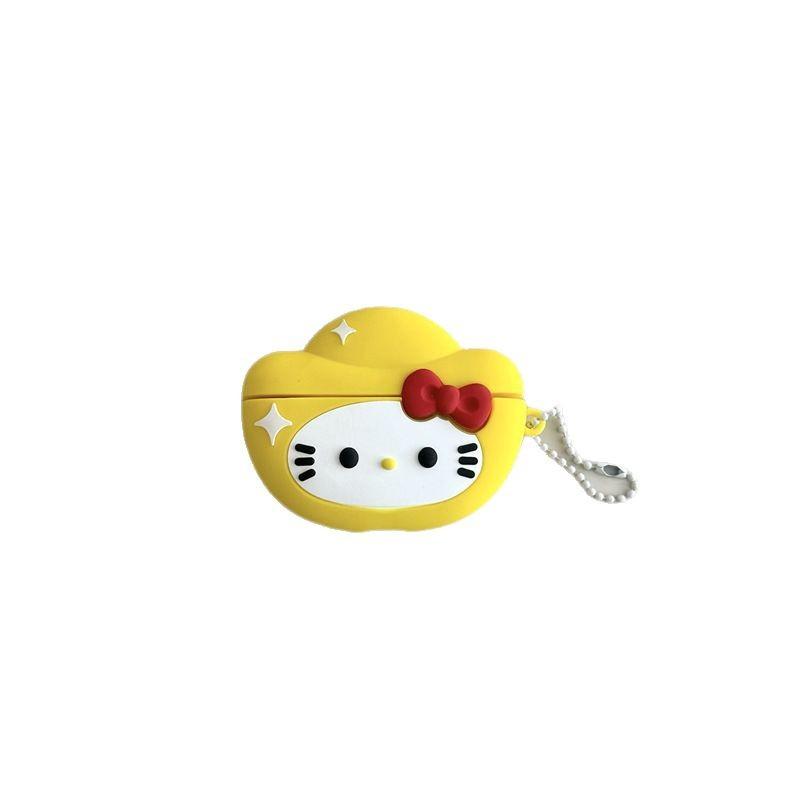 Yuanbao KT cat подходит для чехла беспроводных Bluetooth-наушников Apple AirPods 4, 1/2/3 поколений, Pro2, силиконовый, креативный, для женщин