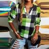 Женская весенне-осенняя клетчатая пуловер с v-образным вырезом и длинными рукавами, блузка, женская рубашка, топы